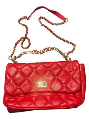 Badgley Mischka Red Quilted Crossbody with Gold Chain